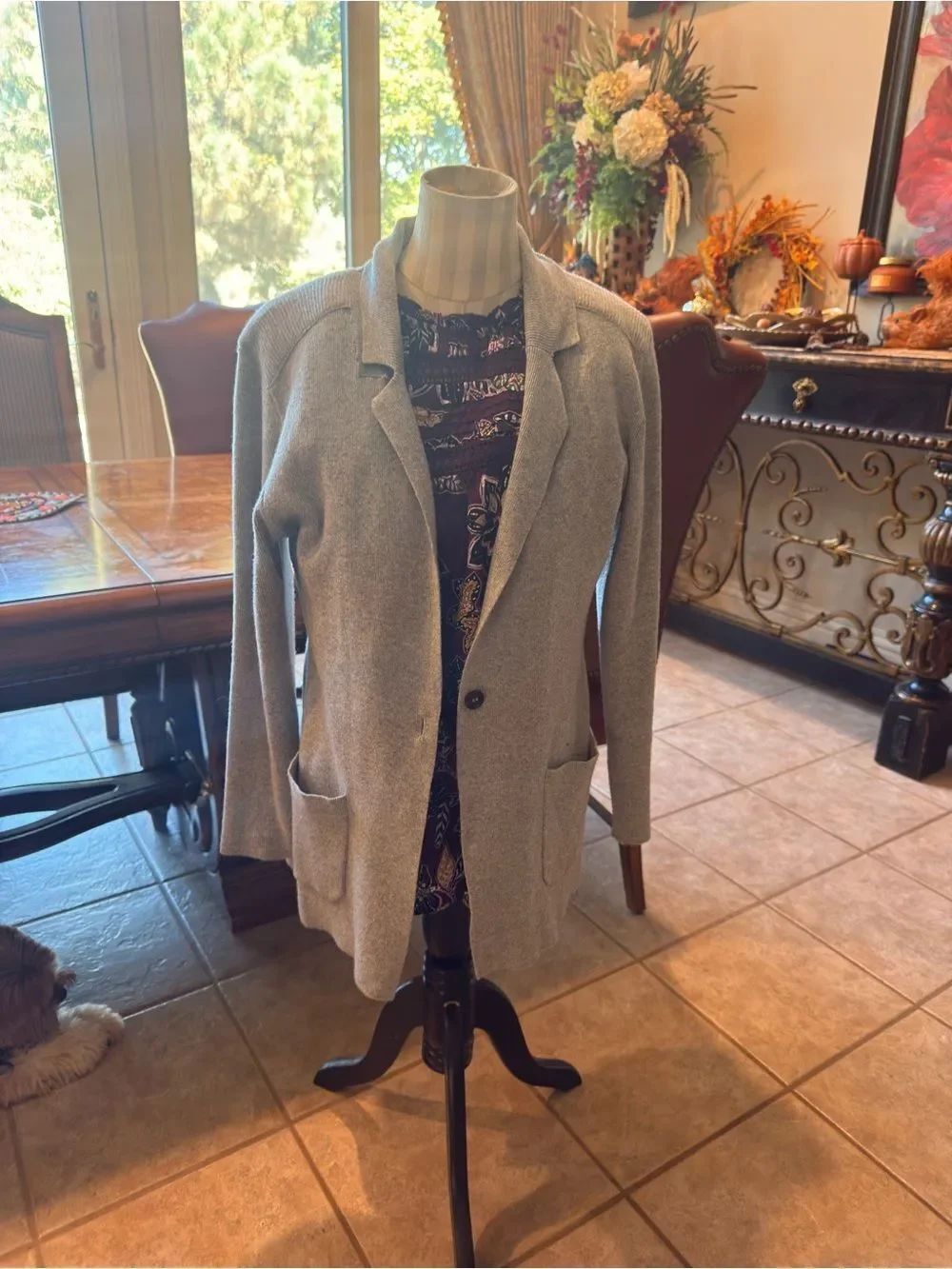 Light Gray Open-Front Knit Jacket - Picture 5 of 16